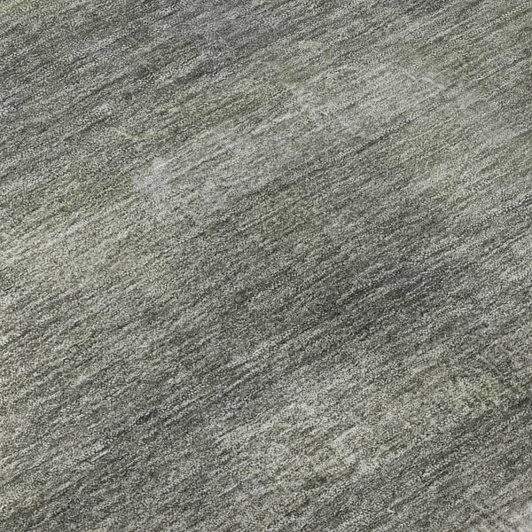 HomeRoots 8' Fern Green and Gray Abstract Washable Round Rug with UV Protection for Stylish, Easy Care Living 718433