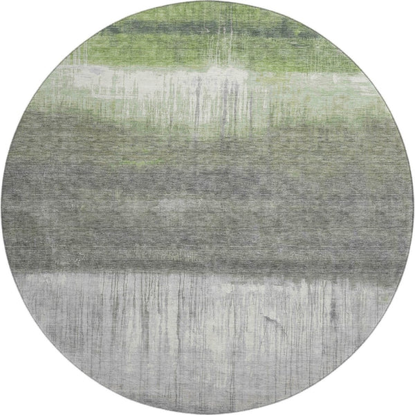 HomeRoots 8' X 10' Stylish Fern Green and Gray Abstract Washable Area Rug with UV Protection for High-Traffic Spaces 718434
