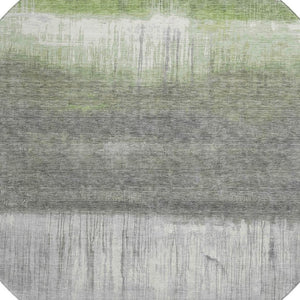 HomeRoots 8' X 10' Stylish Fern Green and Gray Abstract Washable Area Rug with UV Protection for High-Traffic Spaces 718434