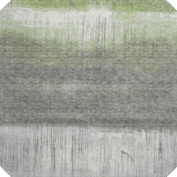 HomeRoots 8' X 10' Stylish Fern Green and Gray Abstract Washable Area Rug with UV Protection for High-Traffic Spaces 718434