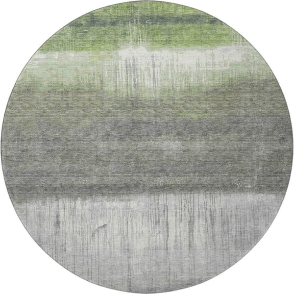HomeRoots 8' X 10' Stylish Fern Green and Gray Abstract Washable Area Rug with UV Protection for High-Traffic Spaces 718434