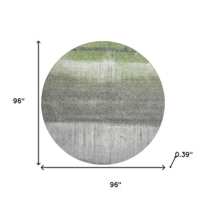 HomeRoots 8' X 10' Stylish Fern Green and Gray Abstract Washable Area Rug with UV Protection for High-Traffic Spaces 718434