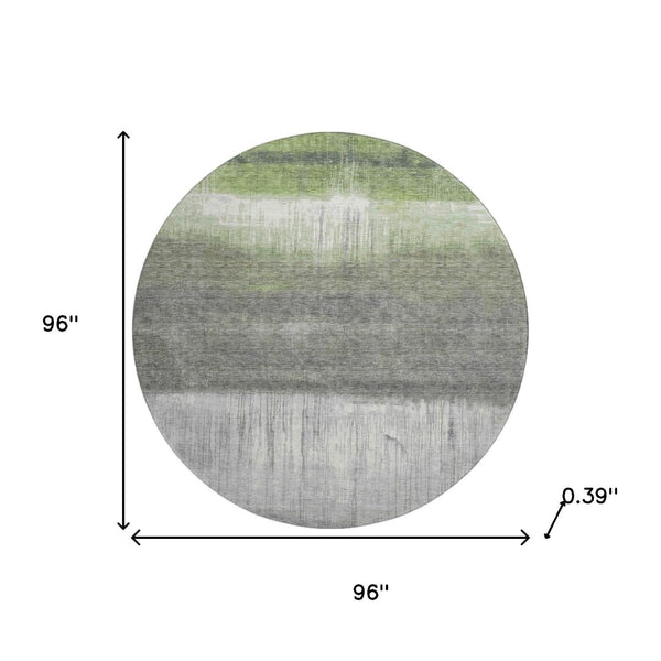 HomeRoots 8' X 10' Stylish Fern Green and Gray Abstract Washable Area Rug with UV Protection for High-Traffic Spaces 718434