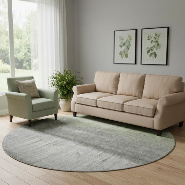 HomeRoots 8' X 10' Stylish Fern Green and Gray Abstract Washable Area Rug with UV Protection for High-Traffic Spaces 718434
