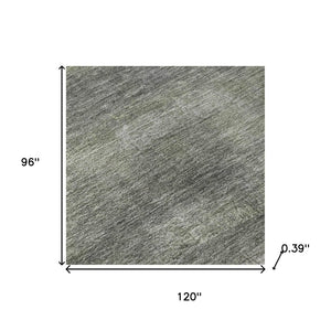 HomeRoots 9' X 12' Modern Fern Green & Gray Abstract Washable Area Rug with UV Protection & Non-Slip Backing 718435