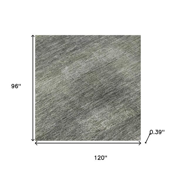 HomeRoots 9' X 12' Modern Fern Green & Gray Abstract Washable Area Rug with UV Protection & Non-Slip Backing 718435