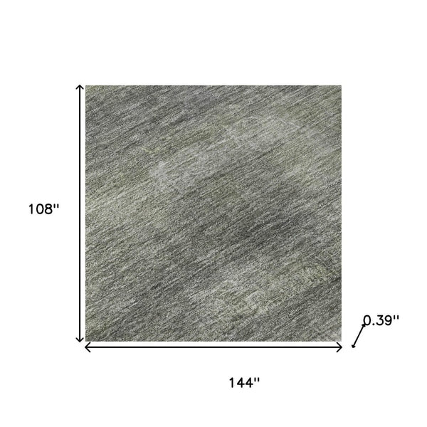 HomeRoots 10' X 14' Fern Green & Gray Abstract Area Rug - Washable, UV-Protected, Stain-Resistant & Stylish! 718436