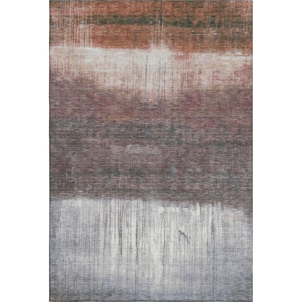 HomeRoots 5' X 8' Stylish Rust and Ivory Abstract Washable Area Rug with UV Protection for High-Traffic Spaces 718438