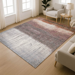HomeRoots 5' X 8' Stylish Rust and Ivory Abstract Washable Area Rug with UV Protection for High-Traffic Spaces 718438