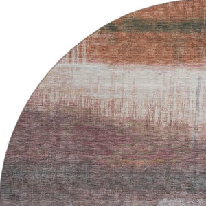 HomeRoots 8' X 10' Abstract Washable Area Rug in Rust and Ivory - UV Protected, Stain-Resistant, Durable Design 718440