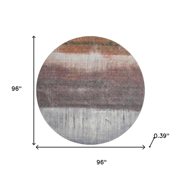 HomeRoots 8' X 10' Abstract Washable Area Rug in Rust and Ivory - UV Protected, Stain-Resistant, Durable Design 718440