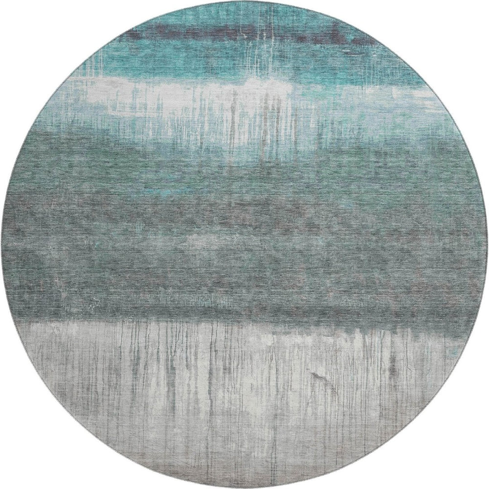 HomeRoots 8' X 10' Stylish Teal & Gray Washable Area Rug with UV Protection - Perfect for Busy Homes & Pets 718446