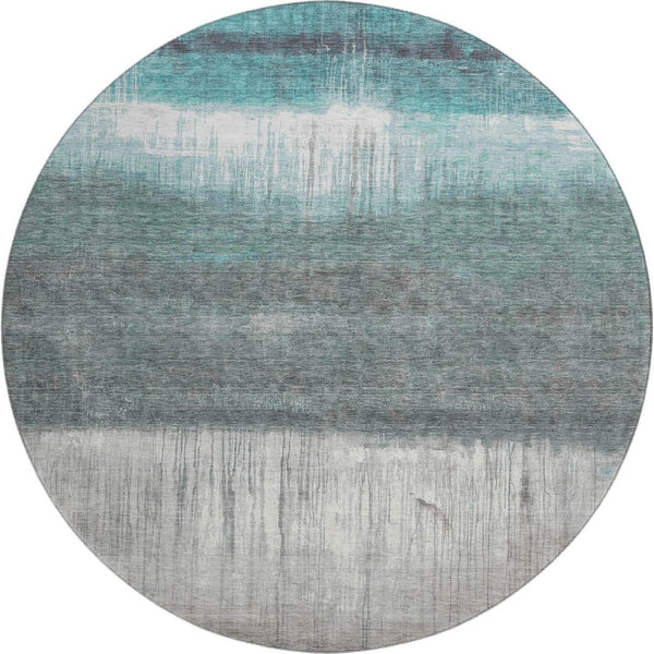 HomeRoots 8' X 10' Stylish Teal & Gray Washable Area Rug with UV Protection - Perfect for Busy Homes & Pets 718446