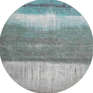 HomeRoots 8' X 10' Stylish Teal & Gray Washable Area Rug with UV Protection - Perfect for Busy Homes & Pets 718446