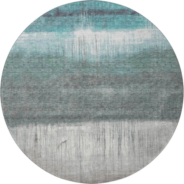 HomeRoots 8' X 10' Stylish Teal & Gray Washable Area Rug with UV Protection - Perfect for Busy Homes & Pets 718446