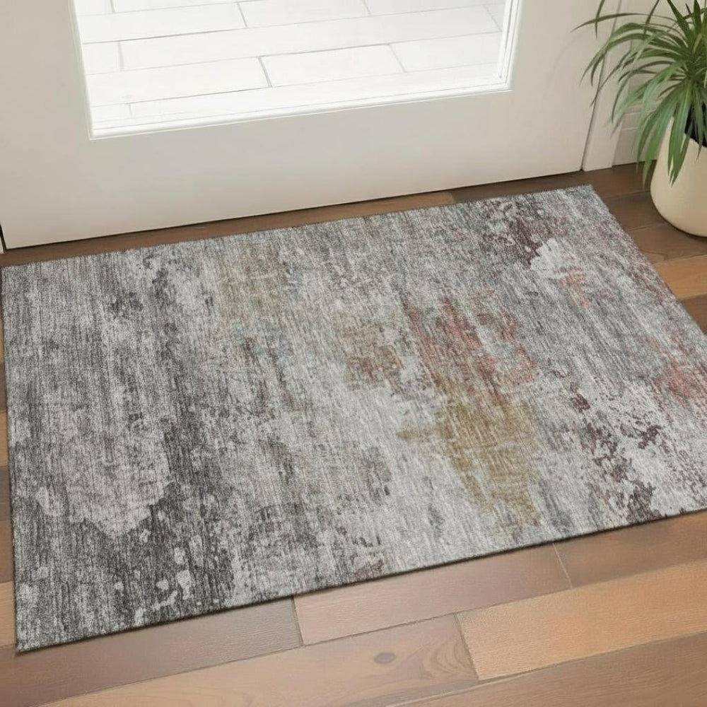HomeRoots 5' X 8' Abstract Taupe And Ivory Washable Area Rug – UV Protected, Durable, Stylish, and Easy Care 718450