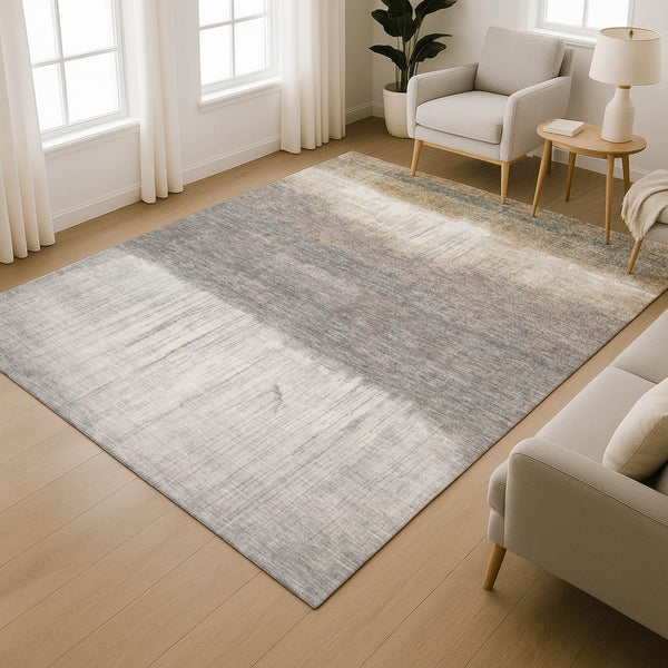 HomeRoots 5' X 8' Abstract Taupe And Ivory Washable Area Rug – UV Protected, Durable, Stylish, and Easy Care 718450