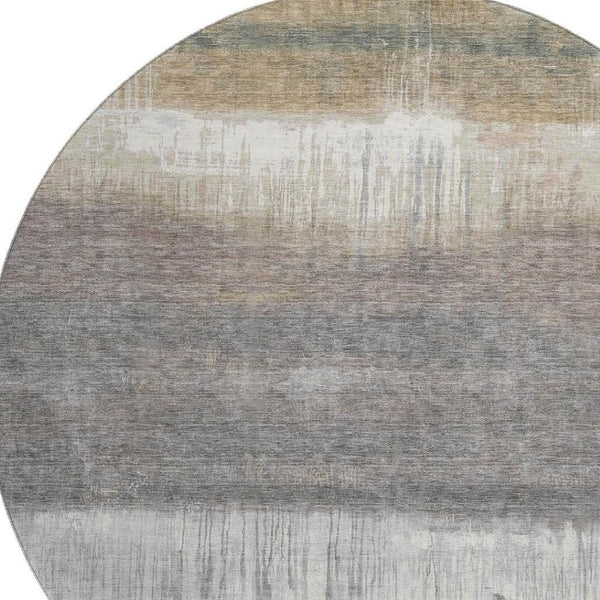 HomeRoots 8' X 10' Washable Taupe & Ivory Abstract Area Rug with UV Protection for Modern Living Spaces 718452