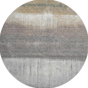 HomeRoots 8' X 10' Washable Taupe & Ivory Abstract Area Rug with UV Protection for Modern Living Spaces 718452