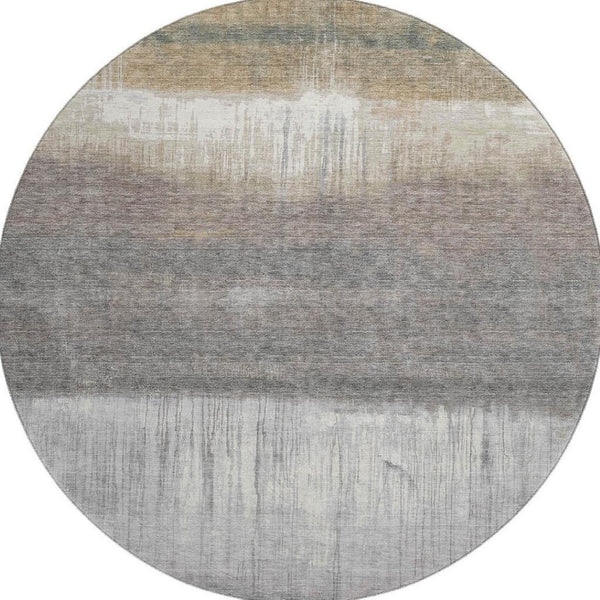 HomeRoots 8' X 10' Washable Taupe & Ivory Abstract Area Rug with UV Protection for Modern Living Spaces 718452