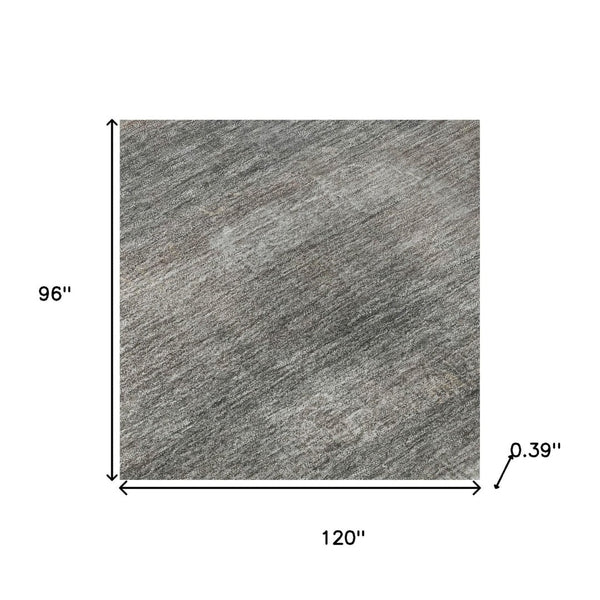 HomeRoots 9' X 12' Abstract Taupe & Ivory Washable Area Rug - Stylish, Durable, UV Protected for Modern Homes 718453