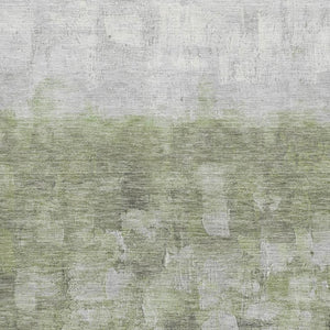 HomeRoots 5' X 8' Fern Green & Silver Abstract Area Rug - Washable, Stain Resistant, UV Protected for Families 718456