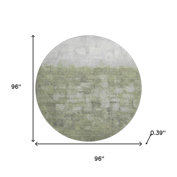 HomeRoots 8' X 10' Fern Green & Silver Abstract Washable Area Rug – UV Protected, Stylish & Durable for All Spaces 718458
