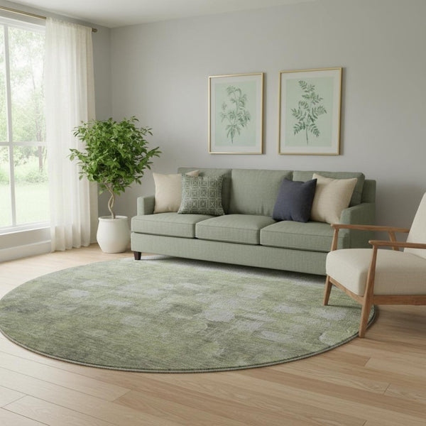 HomeRoots 8' X 10' Fern Green & Silver Abstract Washable Area Rug – UV Protected, Stylish & Durable for All Spaces 718458