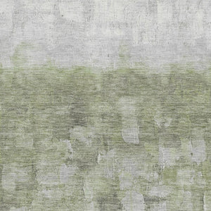 HomeRoots 9' X 12' Fern Green and Silver Abstract Area Rug - Washable, UV Protected, Non-Slip for Modern Homes 718459
