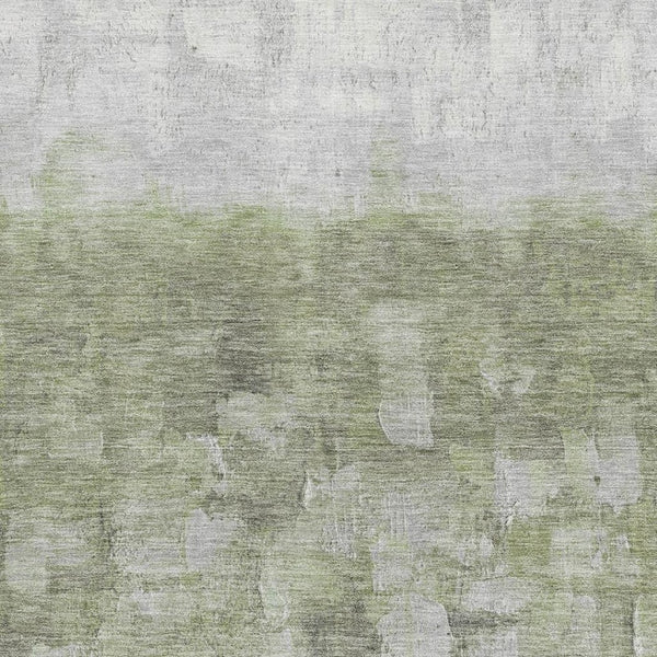 HomeRoots 9' X 12' Fern Green and Silver Abstract Area Rug - Washable, UV Protected, Non-Slip for Modern Homes 718459