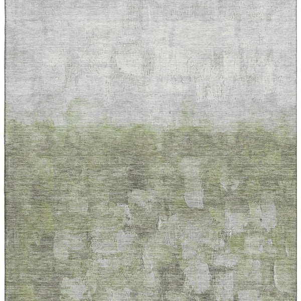 HomeRoots 10' X 14' Fern Green & Silver Abstract Area Rug - Durable, Washable, UV-Protected for High-Traffic Areas 718460