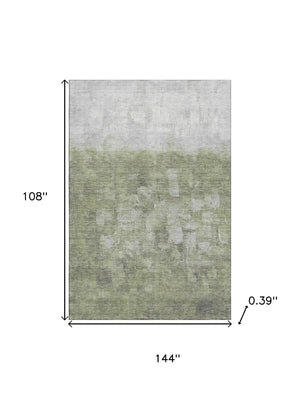 HomeRoots 10' X 14' Fern Green & Silver Abstract Area Rug - Durable, Washable, UV-Protected for High-Traffic Areas 718460