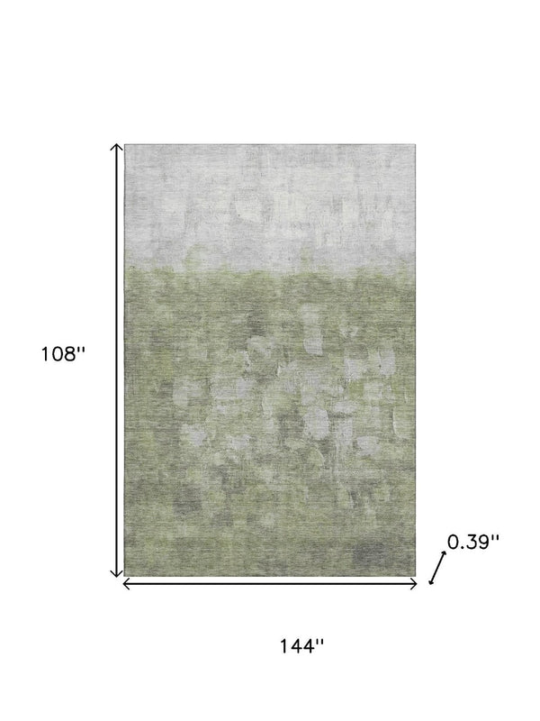 HomeRoots 10' X 14' Fern Green & Silver Abstract Area Rug - Durable, Washable, UV-Protected for High-Traffic Areas 718460