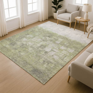 HomeRoots 10' X 14' Fern Green & Silver Abstract Area Rug - Durable, Washable, UV-Protected for High-Traffic Areas 718460