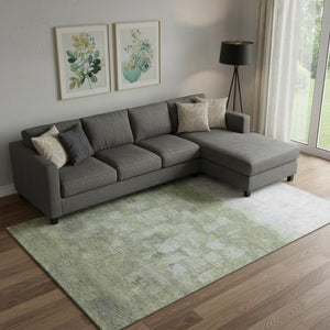 HomeRoots 10' X 14' Fern Green & Silver Abstract Area Rug - Durable, Washable, UV-Protected for High-Traffic Areas 718460