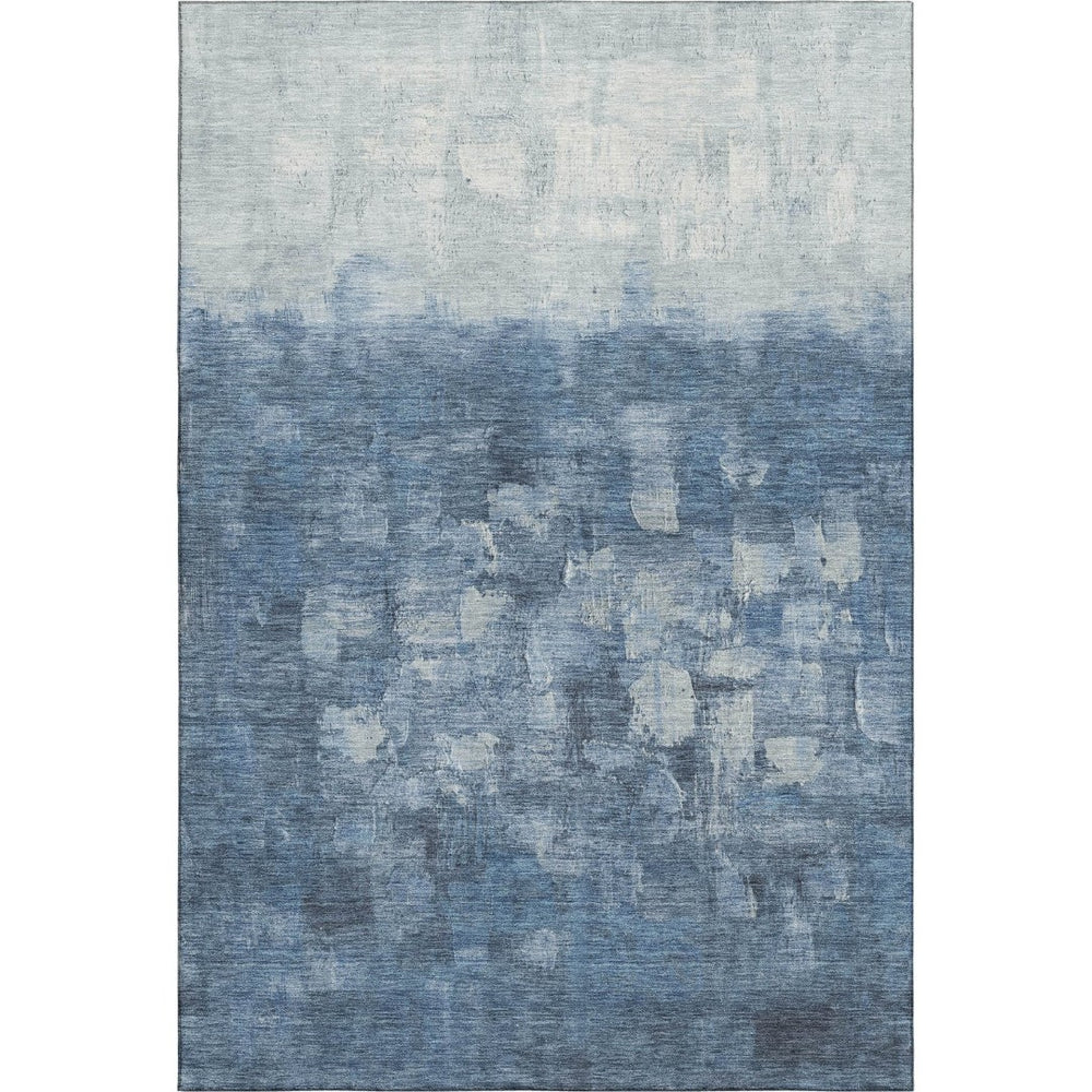 HomeRoots 5' X 8' Navy Blue & Ivory Abstract Area Rug - Washable, UV Protected, Perfect for Families & Pets! 718462