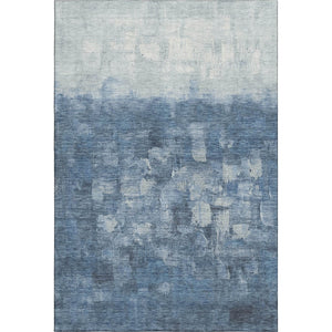 HomeRoots 5' X 8' Navy Blue & Ivory Abstract Area Rug - Washable, UV Protected, Perfect for Families & Pets! 718462