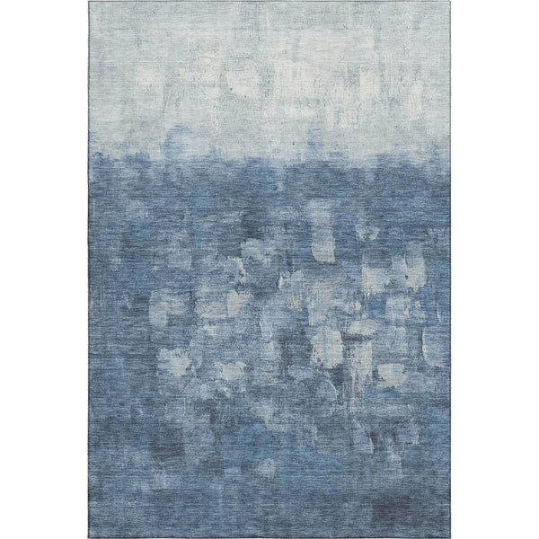 HomeRoots 5' X 8' Navy Blue & Ivory Abstract Area Rug - Washable, UV Protected, Perfect for Families & Pets! 718462