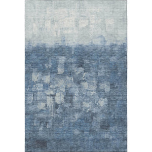 HomeRoots 5' X 8' Navy Blue & Ivory Abstract Area Rug - Washable, UV Protected, Perfect for Families & Pets! 718462