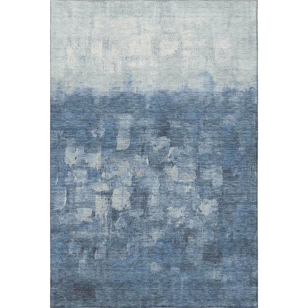 HomeRoots 5' X 8' Navy Blue & Ivory Abstract Area Rug - Washable, UV Protected, Perfect for Families & Pets! 718462