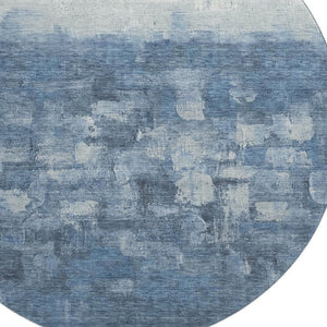 HomeRoots 8' X 10' Stylish Navy Blue & Ivory Abstract Area Rug - Washable, UV Protected, Stain Resistant Comfort 718464