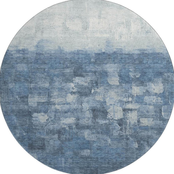 HomeRoots 8' X 10' Stylish Navy Blue & Ivory Abstract Area Rug - Washable, UV Protected, Stain Resistant Comfort 718464