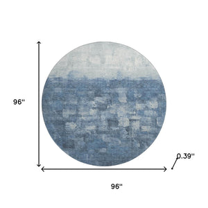 HomeRoots 8' X 10' Stylish Navy Blue & Ivory Abstract Area Rug - Washable, UV Protected, Stain Resistant Comfort 718464
