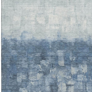 HomeRoots 10' X 14' Navy Blue & Ivory Abstract Area Rug - Washable, UV Protected, Durable & Non-Slip Design 718466