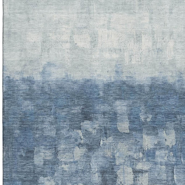 HomeRoots 10' X 14' Navy Blue & Ivory Abstract Area Rug - Washable, UV Protected, Durable & Non-Slip Design 718466
