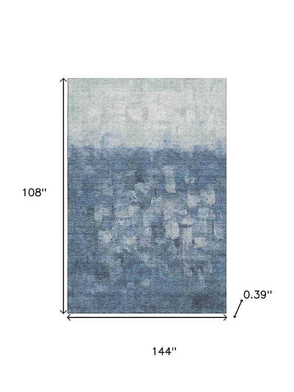 HomeRoots 10' X 14' Navy Blue & Ivory Abstract Area Rug - Washable, UV Protected, Durable & Non-Slip Design 718466