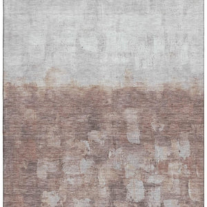 HomeRoots 5' X 8' Modern Rust and Silver Abstract Area Rug - Machine Washable, UV Protected, Non-Slip Backing 718468