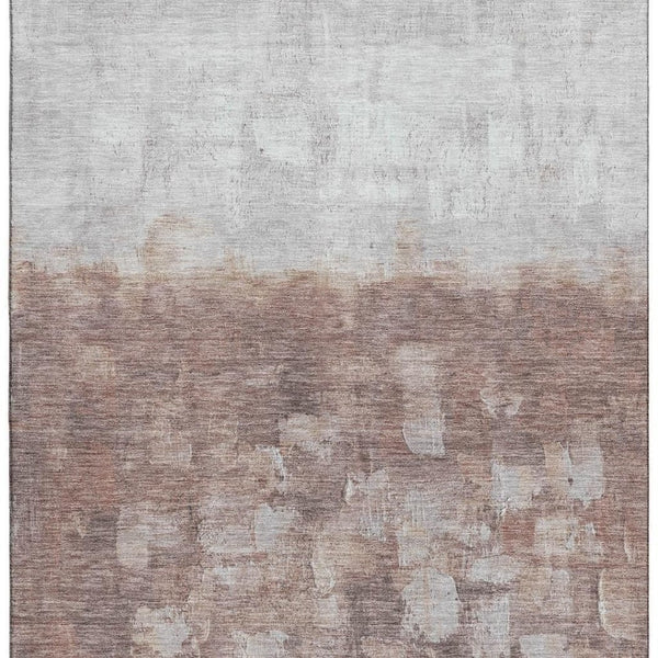 HomeRoots 5' X 8' Modern Rust and Silver Abstract Area Rug - Machine Washable, UV Protected, Non-Slip Backing 718468