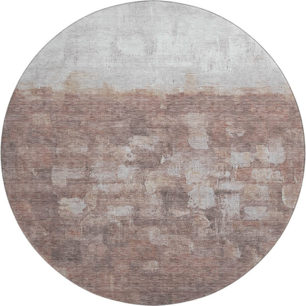 HomeRoots 8' X 10' Washable Rust & Silver Abstract Area Rug with UV Protection for High-Traffic Spaces 718470