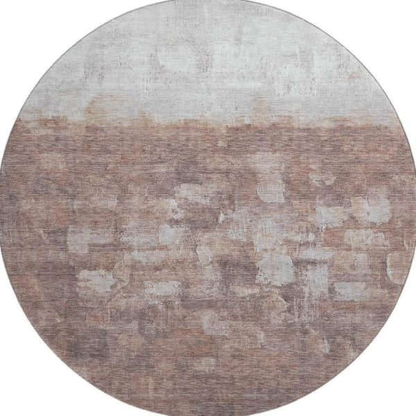 HomeRoots 8' X 10' Washable Rust & Silver Abstract Area Rug with UV Protection for High-Traffic Spaces 718470